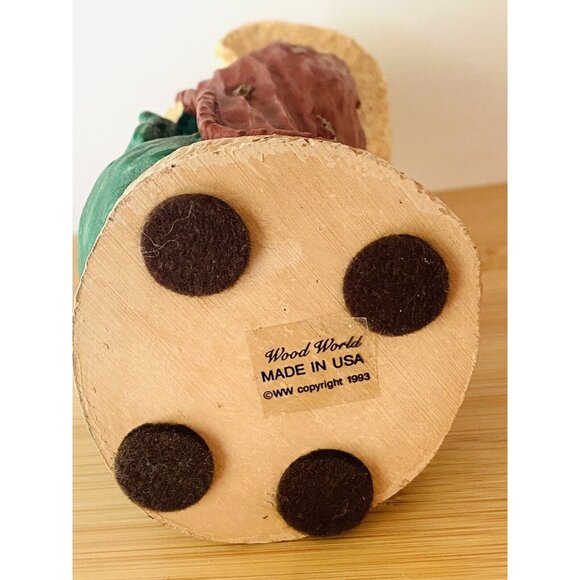 Santa Figurine Turkey 1993 Wood World Handcrafted Bag Of Toys Red Cape - Picture 8 of 8